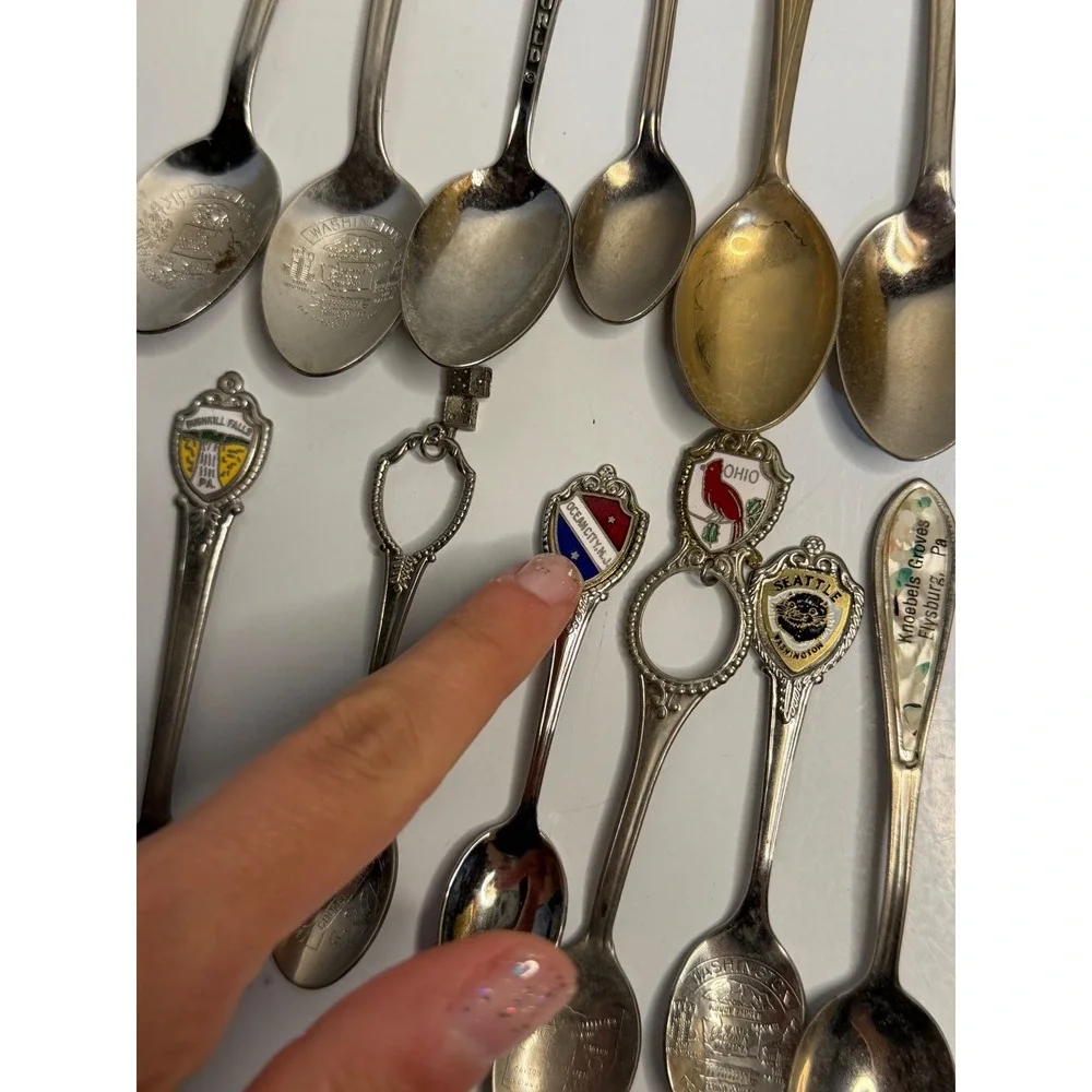 VTG Souvenir Spoon Lot Silver‎ Gold Tone Travel Tourism Collectible Mixed Set